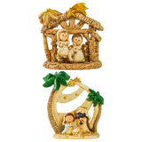 Maxbell Mini Christmas Nativity Figurine Party Ornament Miniature Nativity Scene Set Gold 10x10cm