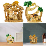 Maxbell Mini Christmas Nativity Figurine Party Ornament Miniature Nativity Scene Set Gold 10x10cm