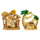 Maxbell Mini Christmas Nativity Figurine Party Ornament Miniature Nativity Scene Set Gold 10x10cm
