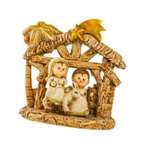 Maxbell Mini Christmas Nativity Figurine Party Ornament Miniature Nativity Scene Set Gold 10x10cm
