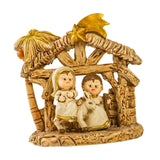 Maxbell Mini Christmas Nativity Figurine Party Ornament Miniature Nativity Scene Set Gold 10x10cm