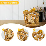Maxbell Mini Christmas Nativity Figurine Party Ornament Miniature Nativity Scene Set Gold 10x10cm