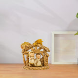 Maxbell Mini Christmas Nativity Figurine Party Ornament Miniature Nativity Scene Set Gold 10x10cm