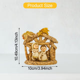 Maxbell Mini Christmas Nativity Figurine Party Ornament Miniature Nativity Scene Set Gold 10x10cm
