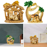 Maxbell Mini Christmas Nativity Figurine Party Ornament Miniature Nativity Scene Set Gold 10x10cm