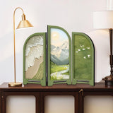 Maxbell Mini Folding Screen Classic 3 Panel Divider for Shelf Home Decor