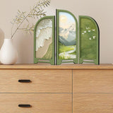 Maxbell Mini Folding Screen Classic 3 Panel Divider for Shelf Home Decor