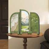 Maxbell Mini Folding Screen Classic 3 Panel Divider for Shelf Home Decor