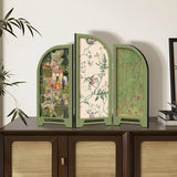 Maxbell Mini Folding Screen Classic 3 Panel Divider for Shelf Home Decor