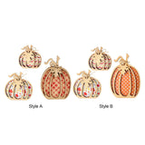 Maxbell 3Pcs Fall Pumpkin Decor Handmade Crafts Fall Decor for Shelf Mantel Tabletop Style A