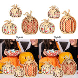 Maxbell 3Pcs Fall Pumpkin Decor Handmade Crafts Fall Decor for Shelf Mantel Tabletop Style A