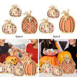 Maxbell 3Pcs Fall Pumpkin Decor Handmade Crafts Fall Decor for Shelf Mantel Tabletop Style A
