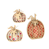 Maxbell 3Pcs Fall Pumpkin Decor Handmade Crafts Fall Decor for Shelf Mantel Tabletop Style A