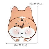 Maxbell Wall Hanging Clock Modern Dog Butt Silent for Kitchen Living Room Home Decor L