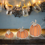 Maxbell 3Pcs Wooden Pumpkin Signs Outside Living Room Rustic Autumn Fall Decorations