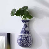Maxbell Wall Hanging Vase Chinese Blue and White Porcelain for Indoor Office