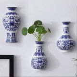 Maxbell Wall Hanging Vase Chinese Blue and White Porcelain for Indoor Office