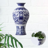 Maxbell Wall Hanging Vase Chinese Blue and White Porcelain for Indoor Office