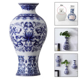 Maxbell Wall Hanging Vase Chinese Blue and White Porcelain for Indoor Office