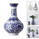 Maxbell Wall Hanging Vase Chinese Blue and White Porcelain for Indoor Office