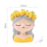 Maxbell Mini Meditation Girl Resin Planter for Workspace Accent Piece Desk Organizer Style A