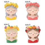 Maxbell Mini Meditation Girl Resin Planter for Workspace Accent Piece Desk Organizer Style A