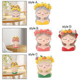 Maxbell Mini Meditation Girl Resin Planter for Workspace Accent Piece Desk Organizer Style A