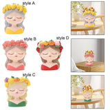 Maxbell Mini Meditation Girl Resin Planter for Workspace Accent Piece Desk Organizer Style A