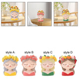 Maxbell Mini Meditation Girl Resin Planter for Workspace Accent Piece Desk Organizer Style A