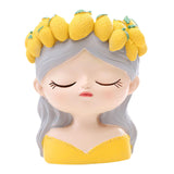 Maxbell Mini Meditation Girl Resin Planter for Workspace Accent Piece Desk Organizer Style A