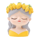 Maxbell Mini Meditation Girl Resin Planter for Workspace Accent Piece Desk Organizer Style A