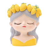 Maxbell Mini Meditation Girl Resin Planter for Workspace Accent Piece Desk Organizer Style A