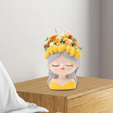 Maxbell Mini Meditation Girl Resin Planter for Workspace Accent Piece Desk Organizer Style A