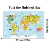 Maxbell Animal World Map Wall Sticker PVC Wall Decoration for Office Girls Boys Gift