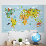 Maxbell Animal World Map Wall Sticker PVC Wall Decoration for Office Girls Boys Gift