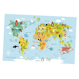 Maxbell Animal World Map Wall Sticker PVC Wall Decoration for Office Girls Boys Gift