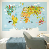 Maxbell Animal World Map Wall Sticker PVC Wall Decoration for Office Girls Boys Gift