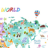 Maxbell Animal World Map Wall Stickers PVC Cartoon Animal Wall Decor for Living Room