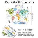 Maxbell Animal World Map Wall Stickers PVC Cartoon Animal Wall Decor for Living Room