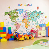 Maxbell Animal World Map Wall Stickers PVC Cartoon Animal Wall Decor for Living Room