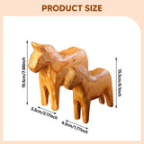 Maxbell 2Pcs Wood Hand Carved Horse Statue Gift Sculpture for Entrance Parties Shelf