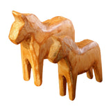 Maxbell 2Pcs Wood Hand Carved Horse Statue Gift Sculpture for Entrance Parties Shelf