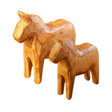 Maxbell 2Pcs Wood Hand Carved Horse Statue Gift Sculpture for Entrance Parties Shelf
