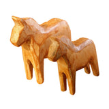 Maxbell 2Pcs Wood Hand Carved Horse Statue Gift Sculpture for Entrance Parties Shelf