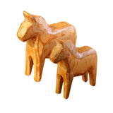 Maxbell 2Pcs Wood Hand Carved Horse Statue Gift Sculpture for Entrance Parties Shelf