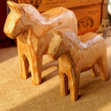 Maxbell 2Pcs Wood Hand Carved Horse Statue Gift Sculpture for Entrance Parties Shelf
