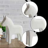 Maxbell Swedish Dala Horse Wood Hand Carved Gift Figurine for Home Festival Entrance White