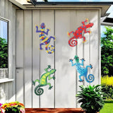 Maxbell 4x Gecko Wall Decor Iron Wall Decor Office Outside Artwork Hanging Sculpture