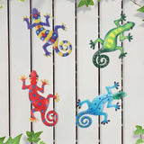 Maxbell 4x Gecko Wall Decor Iron Wall Decor Office Outside Artwork Hanging Sculpture