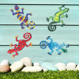 Maxbell 4x Gecko Wall Decor Iron Wall Decor Office Outside Artwork Hanging Sculpture